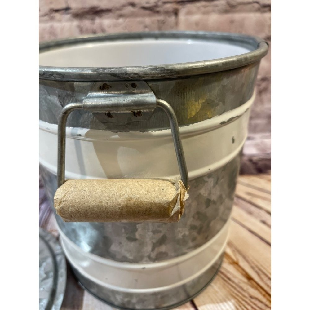 Unbranded Galvanized Metal Ice Bucket Silver White Drinks Rustic Farmhouse Decor - Picture 6 of 10
